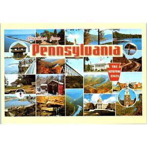 Postcard Vintage Greetings from Pennsylvania The keystone State  Unposted 6x4